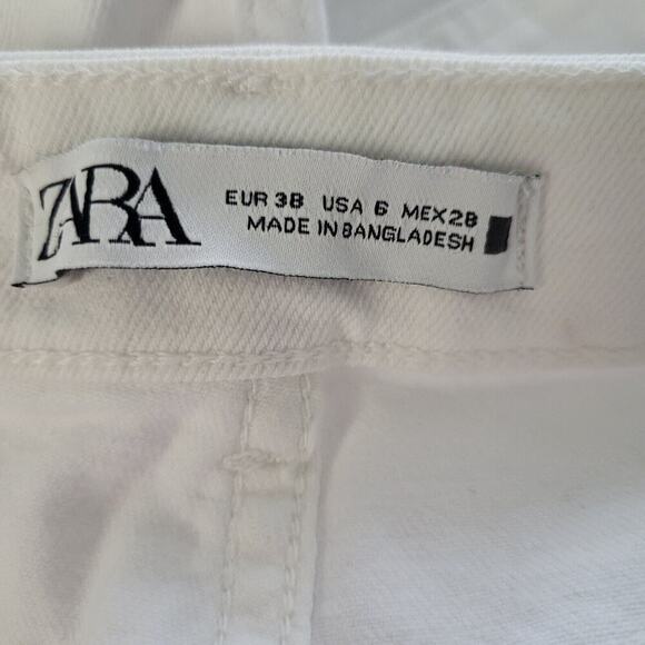 ZARA Straight High Waist Belted Cropped Jeans Size 6 Festival Boho Y2K New *Flaw - Picture 6 of 12